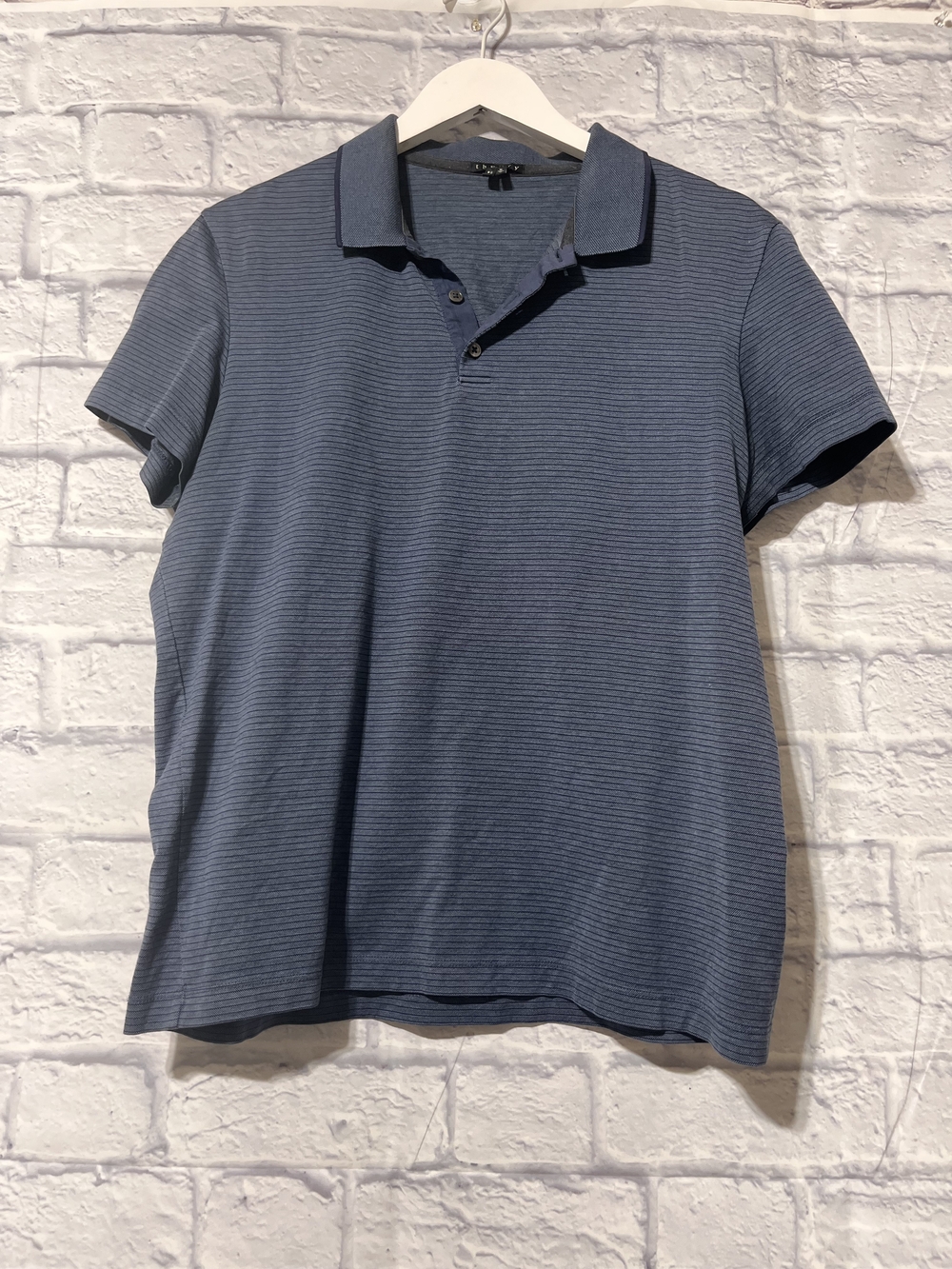 Theory Men's Slate Blue Ribbed Polo